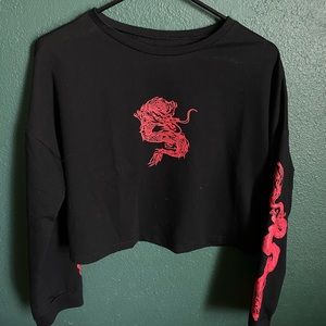 Unknown Brand Dragon Long Sleeve Crop Top